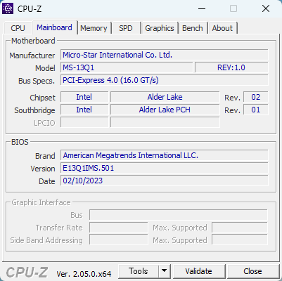 CPU-Z info