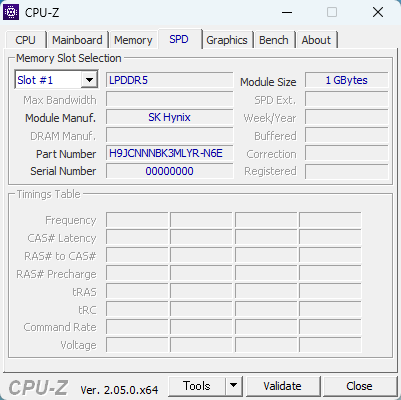 CPU-Z info